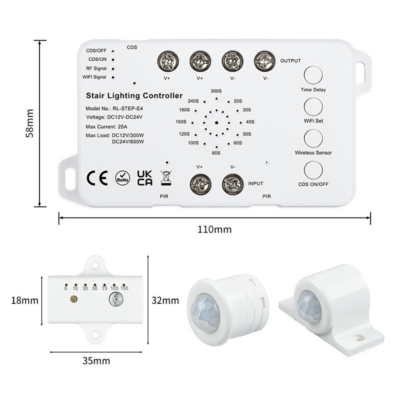 Tuya APP Control LED Indoor Stairway Motion Sensor Lights Controller, Simple Version